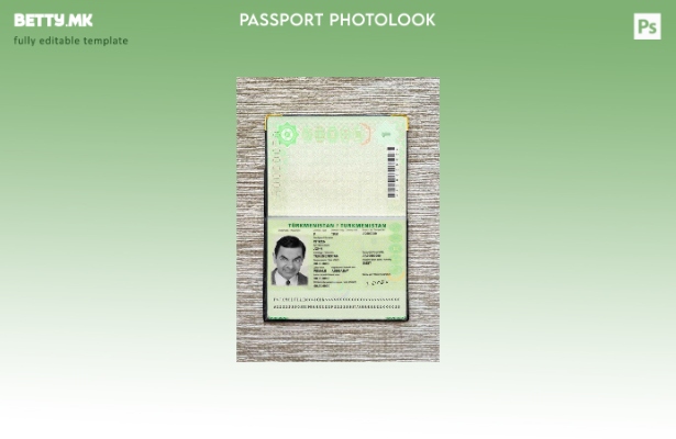 Шаблон за фото изглед на туркменистански пасош (сегашен) модерен стил